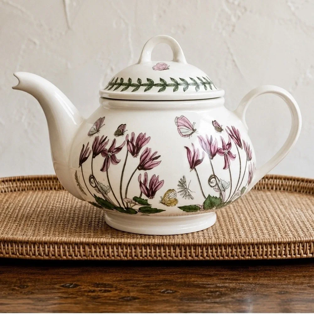 Vintage Portmeirion Botanic Garden 1 Pint Teapot Pink Cyclamen Made in Britain